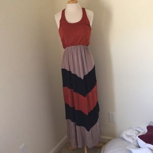 Entro Racer Back Maxi Dress Medium Rust Gray black